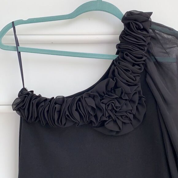 Miss Selfridge Sexy One shoulder Ruffled Slit Balloon Sleeve Mini Dress Size 2 - Picture 2 of 8